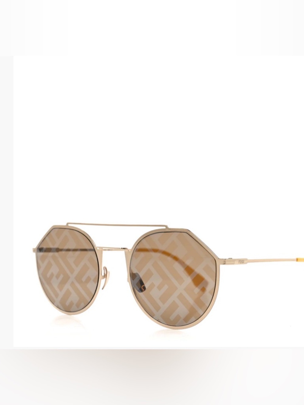 Authentic Fendi Gold Frame Sunglasses with Brown FF Logo Lenses